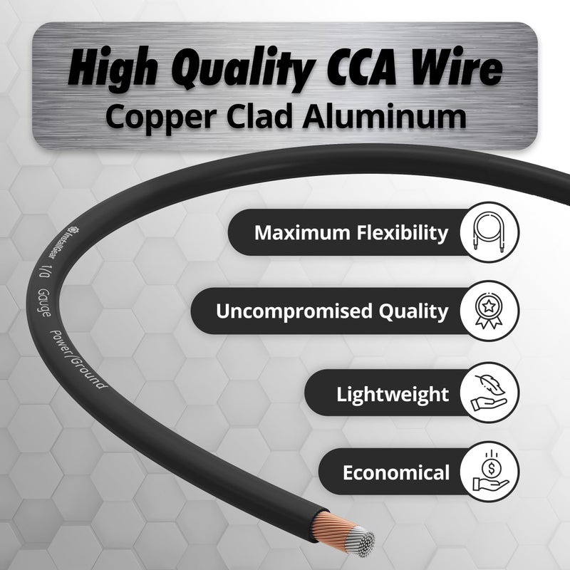 InstallGear 1/0 Gauge Wire (25ft) - Copper Clad Aluminum CAA Automotive Wire, Car Amplifier Power & Ground, Battery, Car Audio Speaker, RV Trailer Welding Cable - Image 4